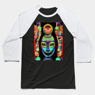 Techno-Shaman (18) - Trippy Psychedelic Art Baseball T-Shirt